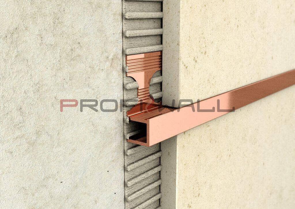 ALU univerzális négyzet profil 10mm fényes rozé arany 2,5M ProfiWall